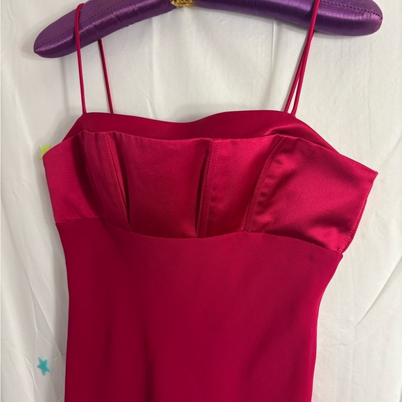 VTG Michaelangelo Fuchsia Satin Mini Gown Size 6 - Picture 12 of 14